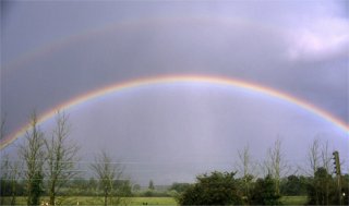 Strong afternoon rainbow