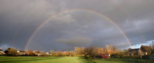 Bright rainbow over the green