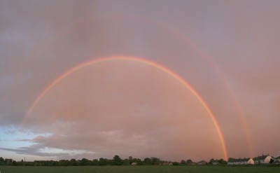 Bright sunset rainbow