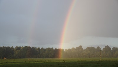 Low sun evening rainbow