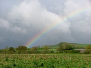 Morning showers with rainbow