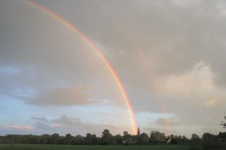 Bright sunset rainbow