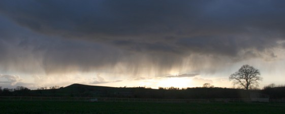 Curtain of falling rain