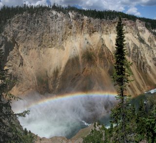 Lower Falls spraybow across the gorge